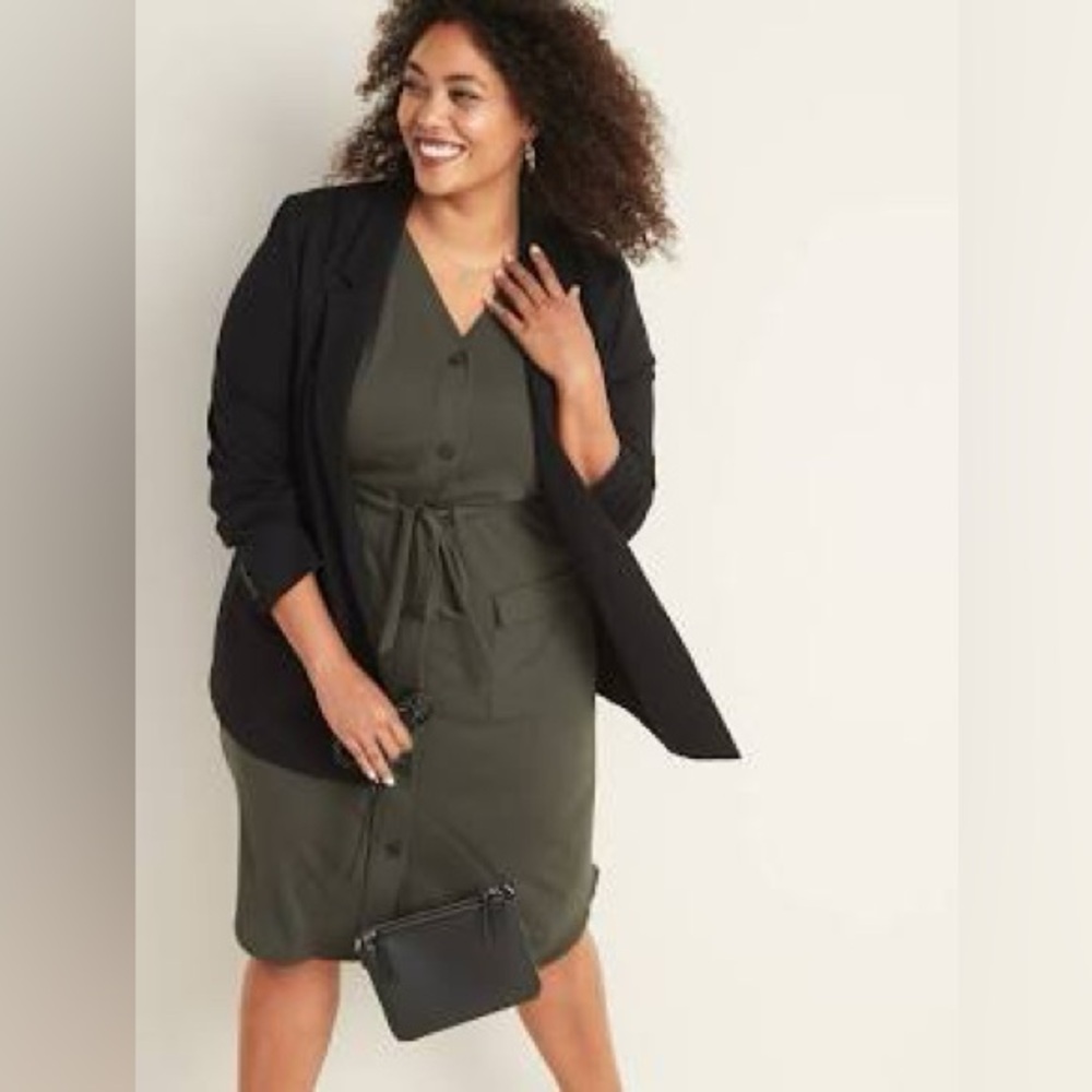 Old Navy Waist-Defined Utility Dress Women’s XL Green Midi Casual Plus Size - Picture 12 of 12